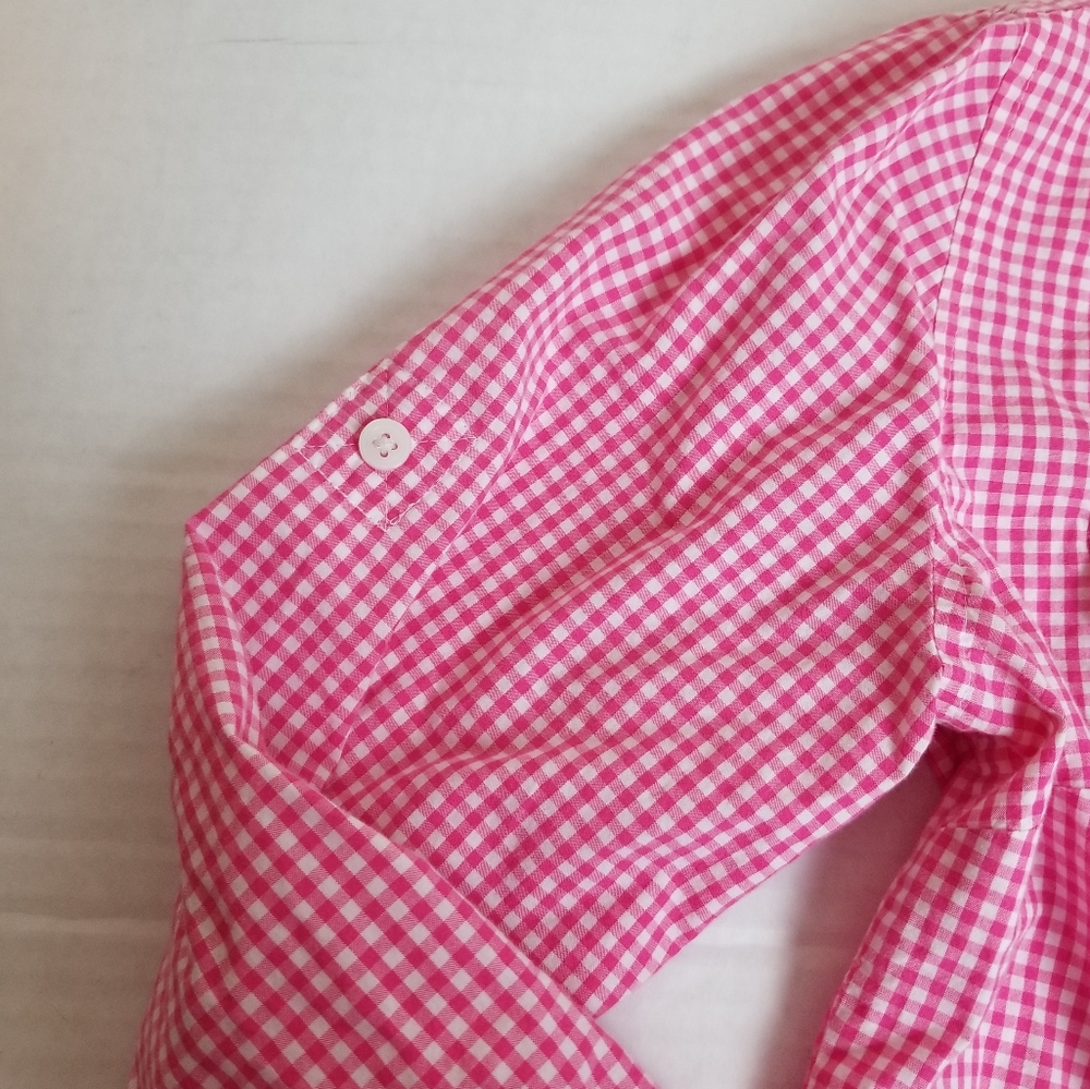 Pink Gingham Button Down Collared Shirt - image 4